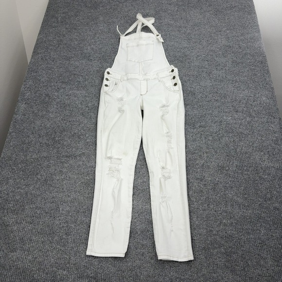 Guess Denim - Guess Overalls Womens 29 White Cotton Distressed Ripped‎ Slim Casual Streetwear